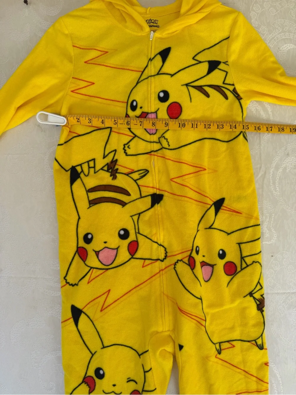 Pikachu Yellow Kids One-Piece Hoodie Pajamas